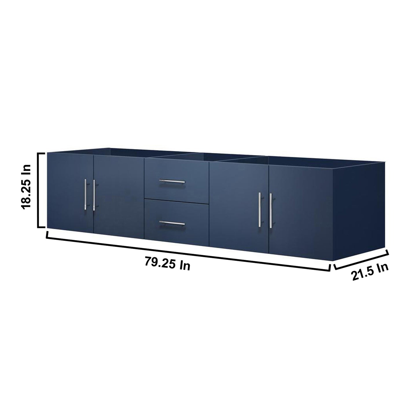 Geneva 80" Navy Blue Double Vanity, no Top and 30" LED Mirrors