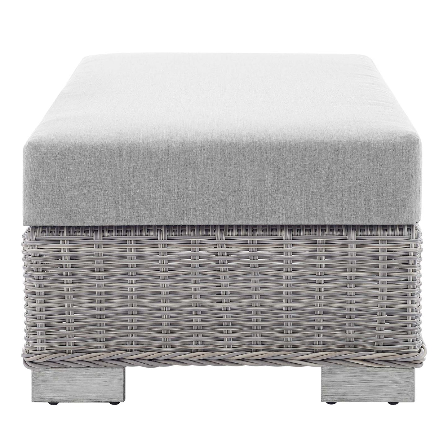 Modway EEI-3971-LGR-GRY Conway Patio Wicker Rattan Ottoman, Light Gray Gray