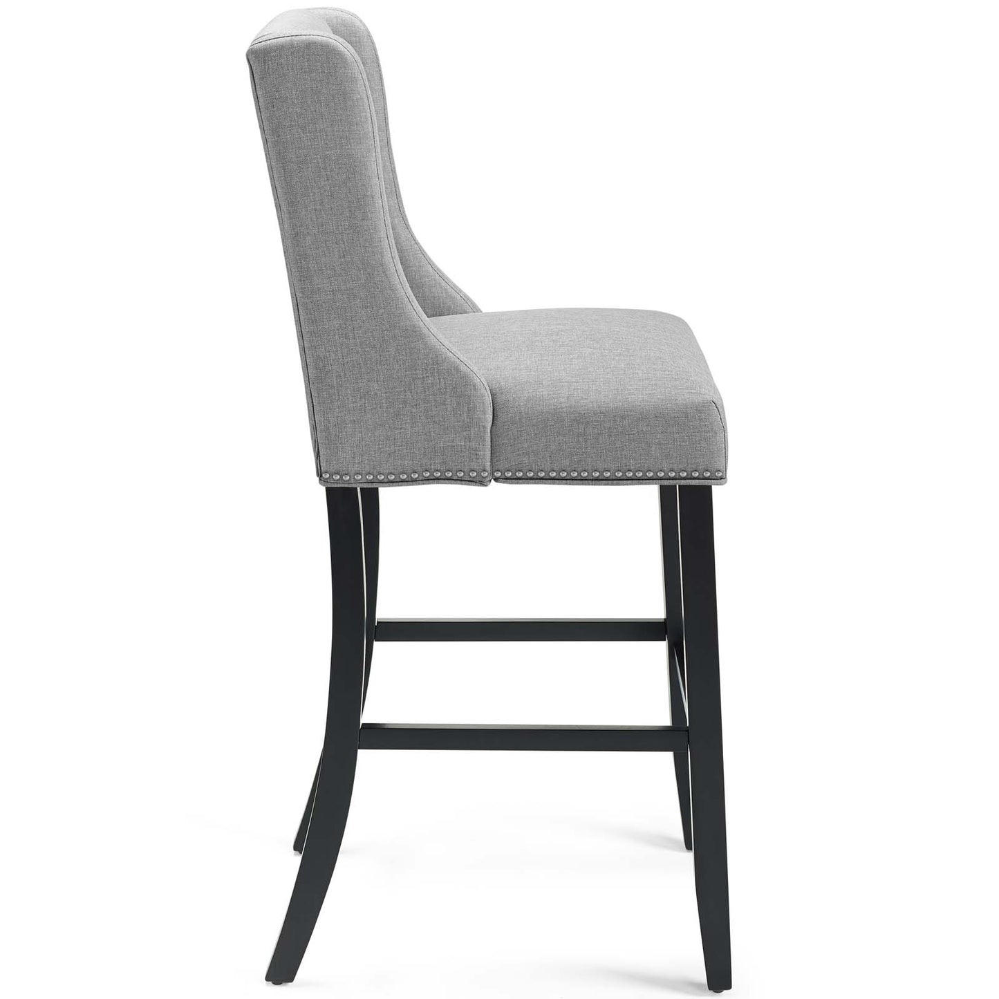 Modway Baron Bar Stool Upholstered Fabric Set of 2, Light Gray