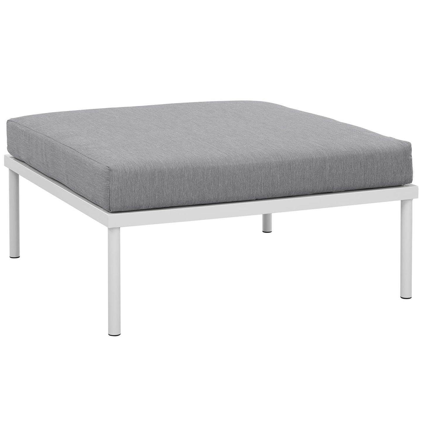 Modway Harmony Aluminum Outdoor Patio Ottoman with Cushion in White Gray