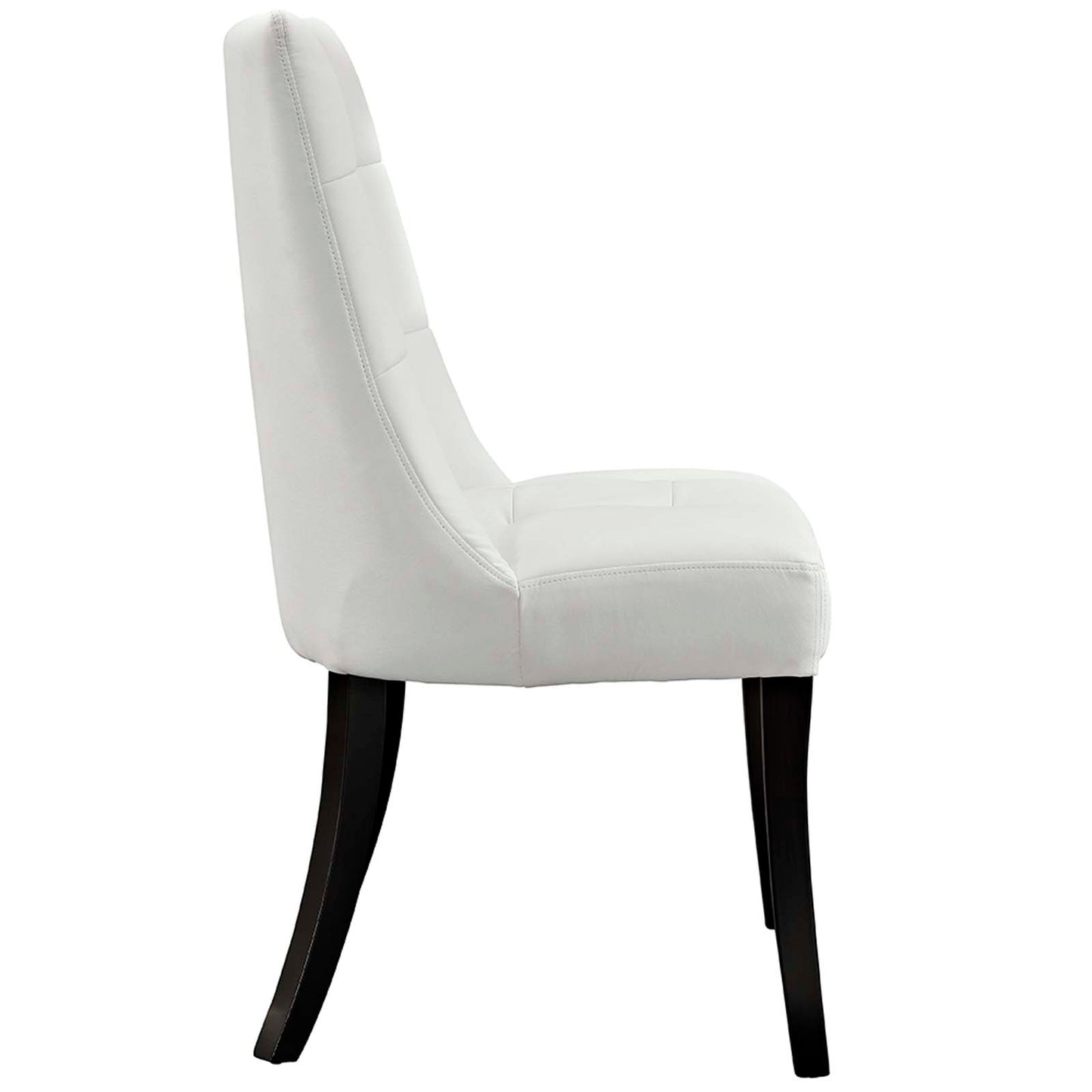 Modway Noblesse Modern Tufted Vegan Leather Upholstered Four Kitchen and Dining Room Chairs in White