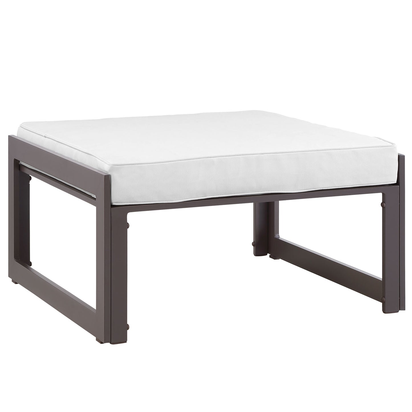 Modway Fortuna Aluminum Outdoor Patio Ottoman in Brown White