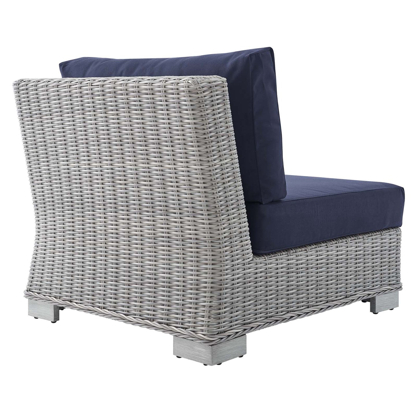 Modway EEI-3980-LGR-NAV Conway Outdoor Patio Wicker Rattan Armless Chair, Light Gray Navy