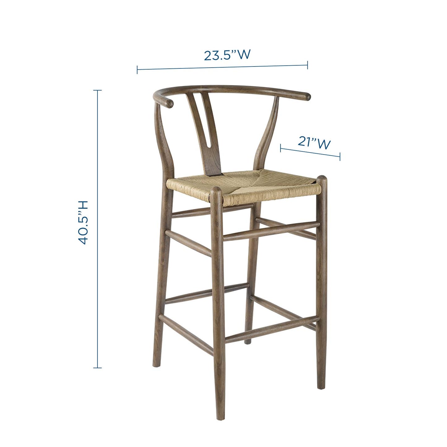 Modway Amish Mid-Century Modern Wood Bar Stool in Gray