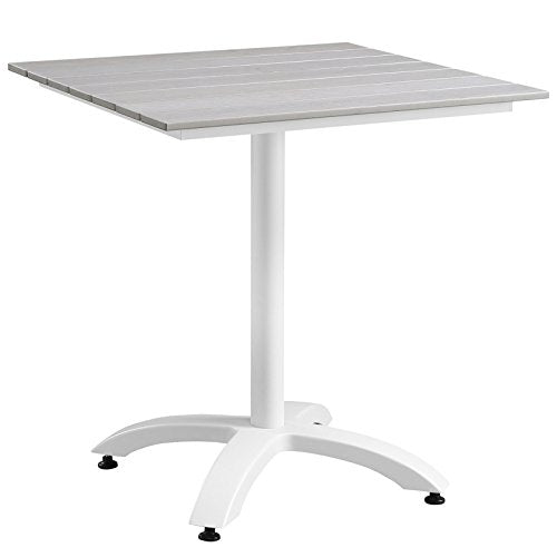 Modway Maine Aluminum Outdoor Patio 28" Dining Table in White Light Gray