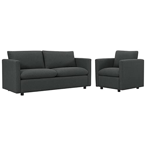 Modway Activate Upholstered Fabric Sofa and Armchair Set, Gray