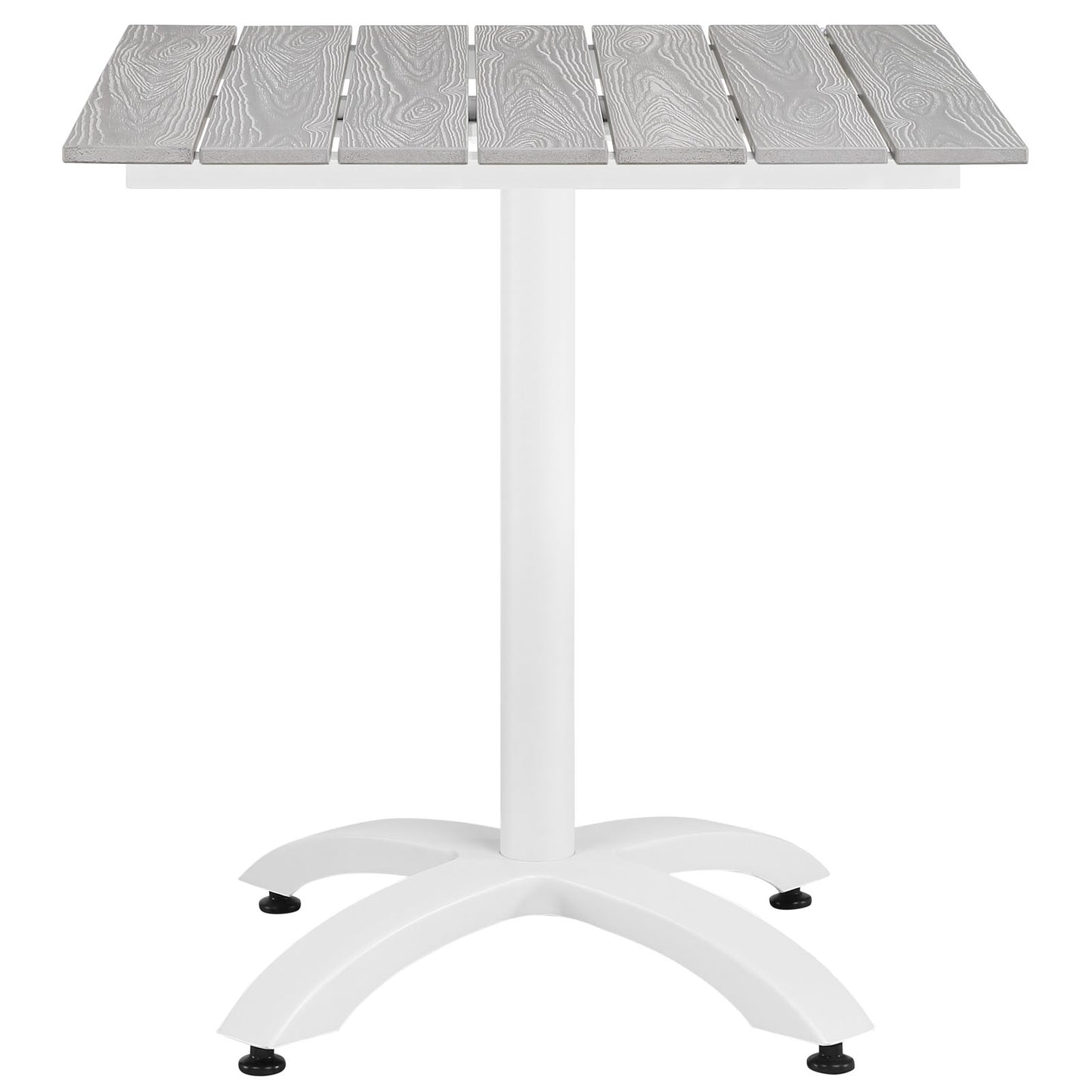 Modway Maine Aluminum Outdoor Patio 28" Dining Table in White Light Gray