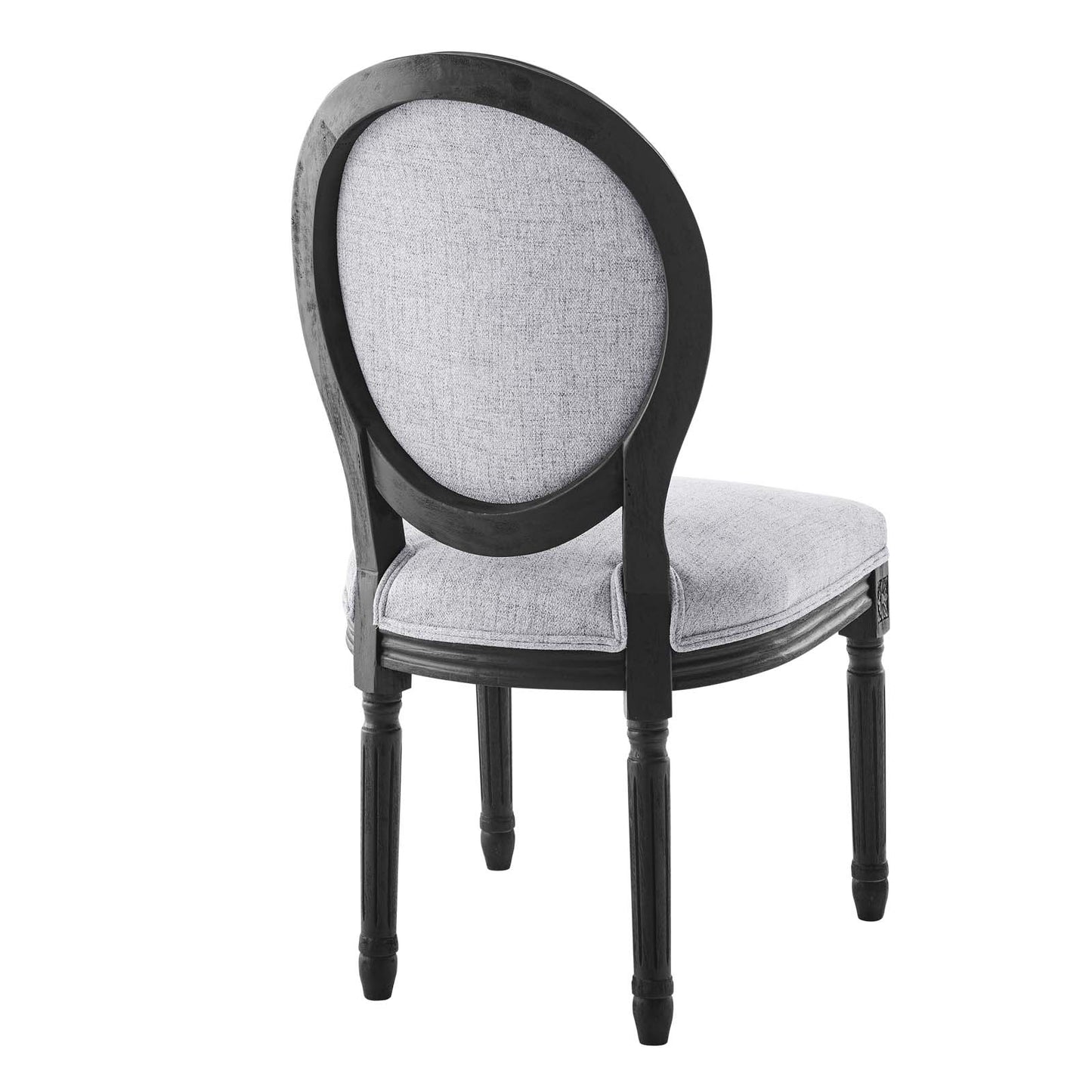 Modway Arise French Vintage Upholstered Fabric Dining Chair in Black Light Gray