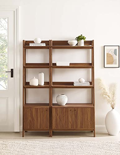 Modway Bookshelf Display Cases in Walnut - Set of 2