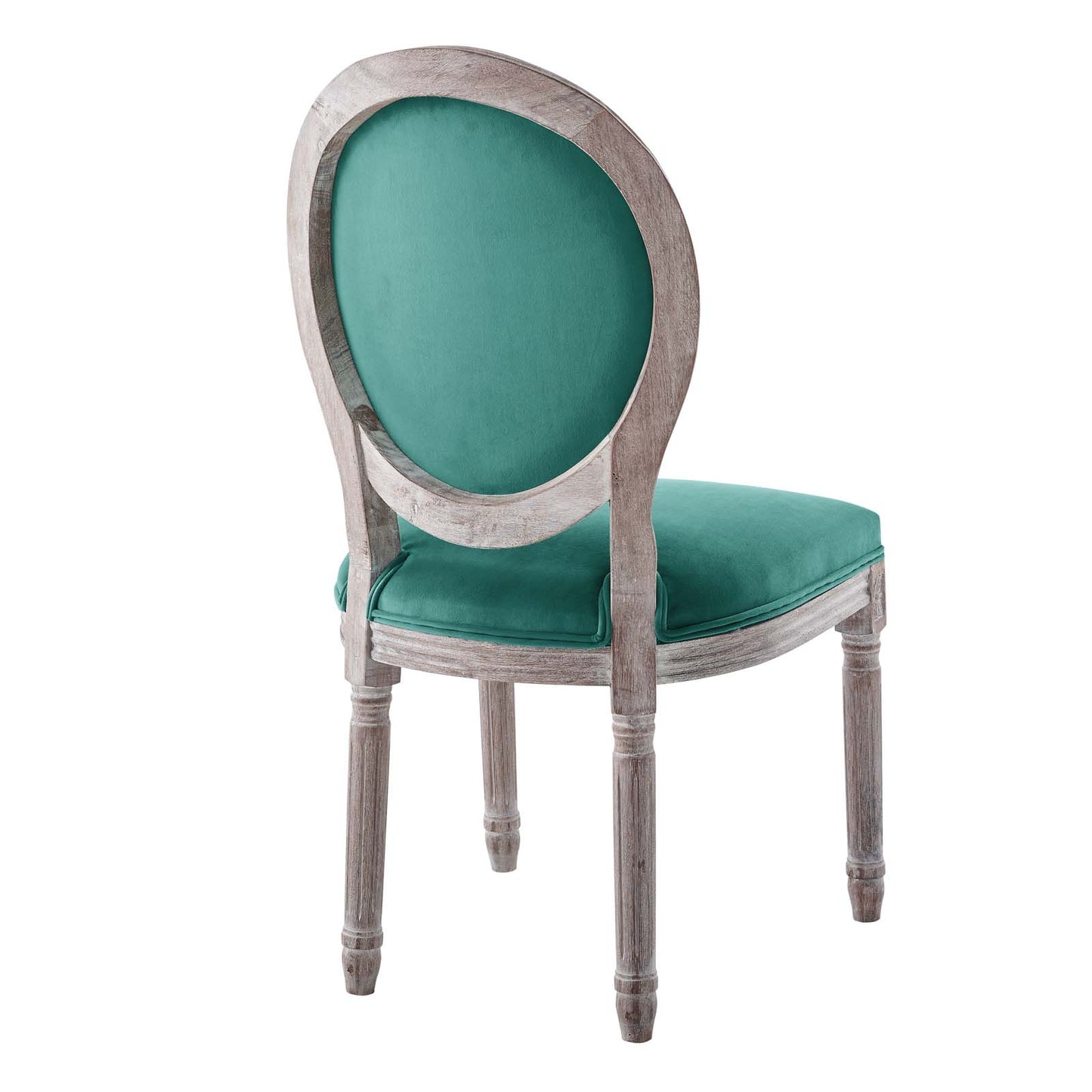 Modway Emanate French Vintage Performance Velvet Dining Chair in Natural Teal