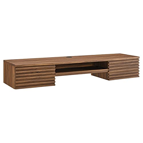 Modway Walnut Render Wall Mount Wood Office Desk EEI-5865-WAL