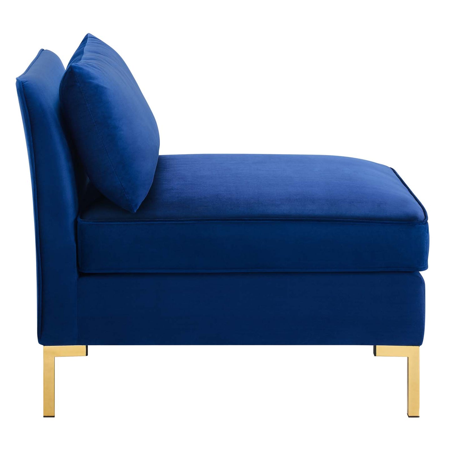 Modway Ardent Performance Velvet Upholstered Armless Sectional Chair in Navy