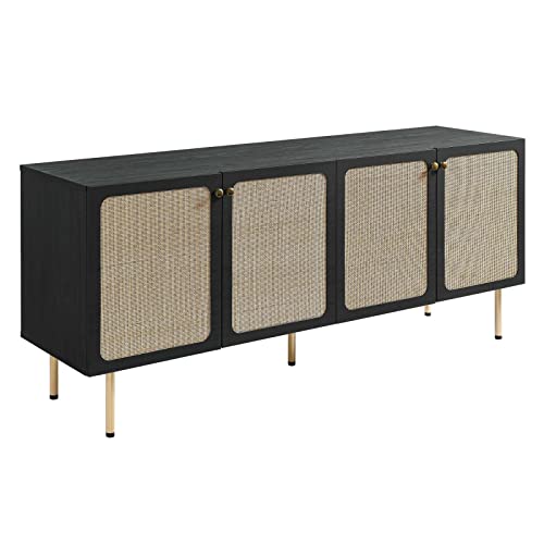 Modway Chaucer Modern Wood Grain Buffet Table Sideboard in Black